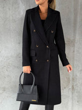 Elegant Solid Buttons Turndown Collar Outerwear