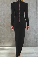Celebrities Elegant Asymmetrical Zipper Half A Turtleneck One Step Skirt Dresses