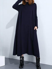 Warm High Neck long sleeve long maxi dresses