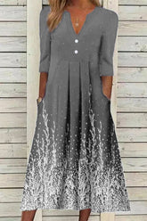 Casual Print Printing V Neck A Line Dresses Maxi Dresses (5 Colors)