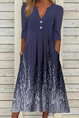 Casual Print Printing V Neck A Line Dresses Maxi Dresses (5 Colors)