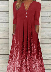 Casual Print Printing V Neck A Line Dresses Maxi Dresses (5 Colors)