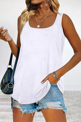 Casual Simplicity Solid Solid Color Square Collar Tops(4 Colors) Vests