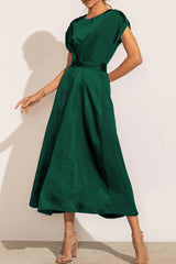 Elegant Solid Bandage U Neck Dresses