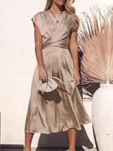Elegant Solid Bandage U Neck Dresses