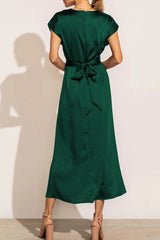 Elegant Solid Bandage U Neck Dresses