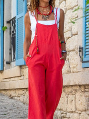 Casual Street Solid Pocket Solid Color Loose Jumpsuits