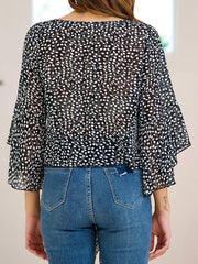 Women Thin Round Neck Chiffon Printed Blouses