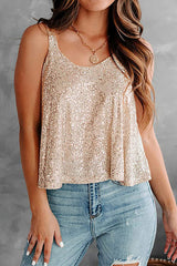 Sexy Casual Solid Sequins O Neck Tops Vests