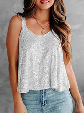 Sexy Casual Solid Sequins O Neck Tops Vests