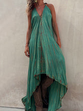Sexy Vacation Geometric Frenulum Sling Dress Dresses Vacation Dresses (6 Colors)