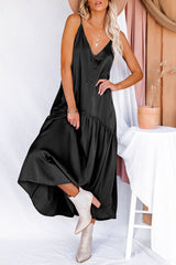 Casual Simplicity Solid Solid Color V Neck Pleated Dresses Maxi Dresses