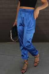 Casual Solid Pocket Straight High Waist Solid Color Bottoms Pants