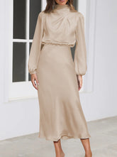 Elegant Solid Fold Half A Turtleneck Dresses