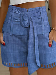Casual Print Pocket High Waist Type A Bottoms