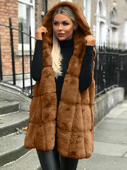 Women plain fashion hooded vests waistcoats