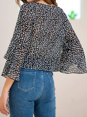 Women Thin Round Neck Chiffon Printed Blouses
