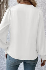 Elegant Solid Fold V Neck Tops Blouses