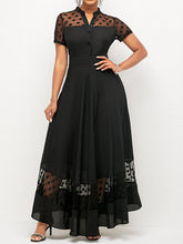 Women's Dresses Polka Dot Mesh Panel V-Neck Short Sleeve Dress Maxi Dresses