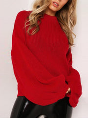 Fashion Round Neck Long Sleeve Knit Sweater