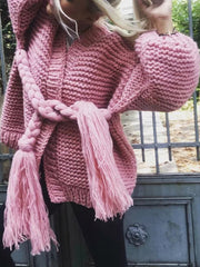 Loose Feel Needle Knitted Fashion Cardigans Woman Coats