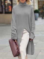 Loose Women high neck warm plain long sleeve sweater dress sweaters