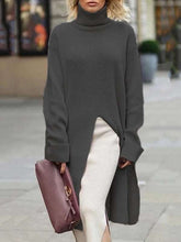 Loose Women high neck warm plain long sleeve sweater dress sweaters
