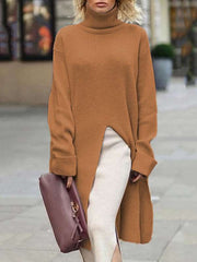 Loose Women high neck warm plain long sleeve sweater dress sweaters