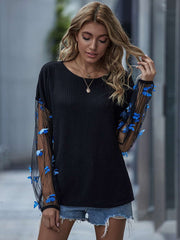 New sexy printed lantern sleeve top women