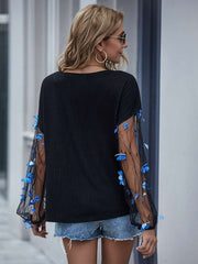 New sexy printed lantern sleeve top women