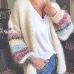 Casual Stripe Knit Long sleeve Cardigan