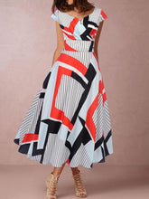 Elegant Short sleeved printed long skater dresses