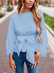 Off-shoulder Long sleeve Plain Fashion Blouses Top