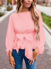 Off-shoulder Long sleeve Plain Fashion Blouses Top