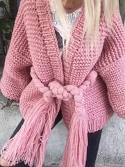 Loose Feel Needle Knitted Fashion Cardigans Woman Coats