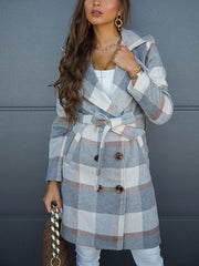 Checkered/plaid Long Sleeve Shift Vintage Outerwear