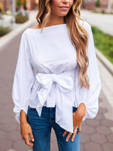Off-shoulder Long sleeve Plain Fashion Blouses Top