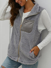 Women warm zipper plain waistcoat vests