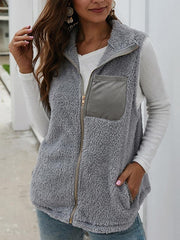 Women warm zipper plain waistcoat vests