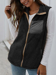 Women warm zipper plain waistcoat vests
