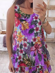 Double chiffon vest printed large size sleeveless T-shirts