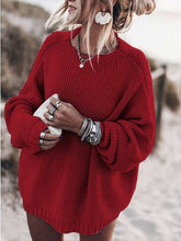 Casual Loose Pure Knit Round neck Long sleeve Sweaters