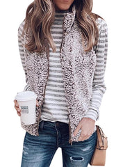 Zipper double pocket blouse wam vest waistcoat