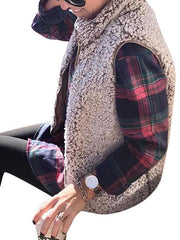 Zipper double pocket blouse wam vest waistcoat