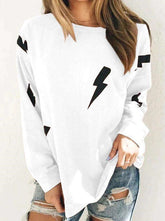 Casual Lightning print Round neck Long sleeve T-Shirts