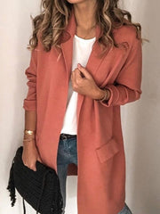 Women turn down neck long coats