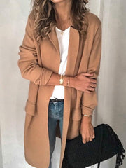 Women turn down neck long coats
