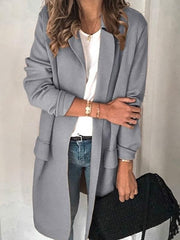 Women turn down neck long coats