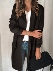 Women turn down neck long coats