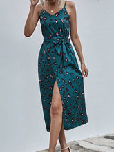 Casual Print V neck Sleeveless Lacing Vest Vent Skater Dresses
